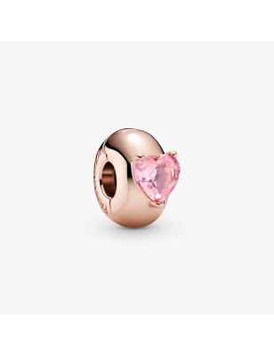 Charm Clip con Solitario a Cuore Rosa Donna Pandora