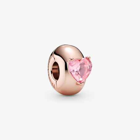 Charm Clip con Solitario a Cuore Rosa Donna Pandora