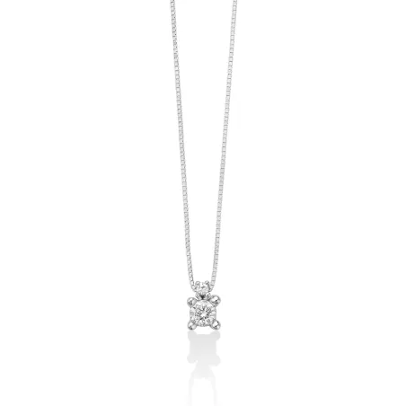 Collana Collier Punto Luce oro bianco Diamanti 0.13 Ct Donna Miluna 