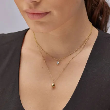 Collana dorata doppio filo Perfect con pendente Donna Brosway