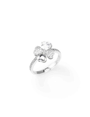 ANELLO QUADRICUORE BIANCO DONNA AMEN 