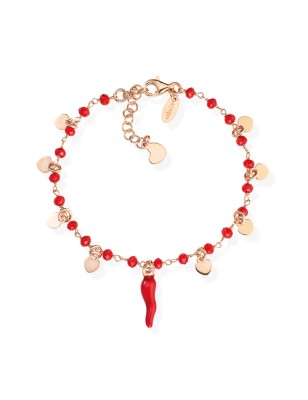 BRACCIALE CORNETTO ROSSO E CRISTALLI DONNA AMEN