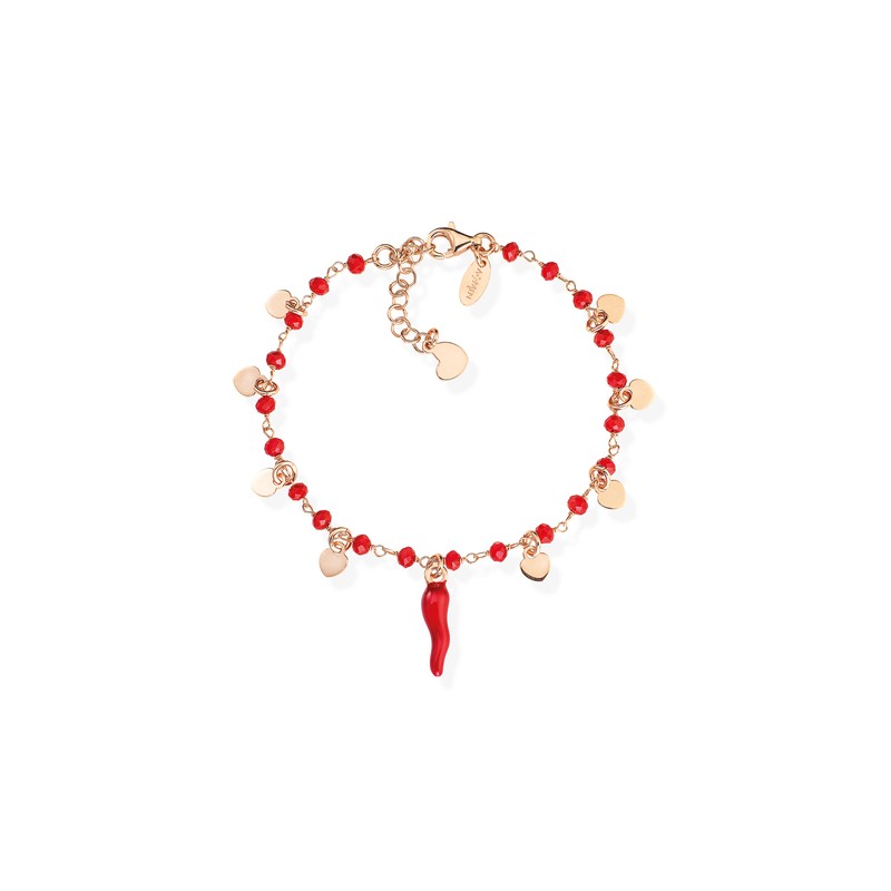 BRACCIALE CORNETTO ROSSO E CRISTALLI DONNA AMEN