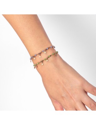 BRACCIALE CHARM DORATO E CRISTALLI VERDI AMEN