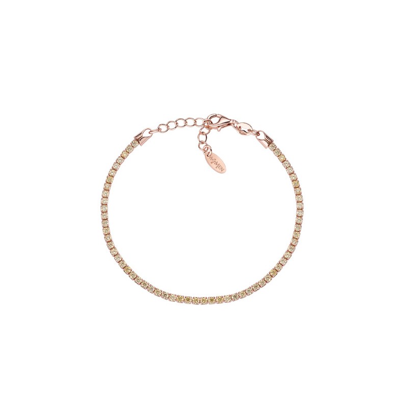 BRACCIALE TENNIS ROSE' ZIRCONI GIALLI DONNA AMEN 