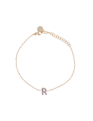 BRACCIALE LETTERA R CON ZIRCONI DONNA RUE DES MILLE  BRZ-011 INIZ AU R RUE DES MILLE