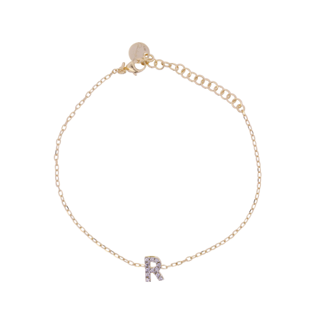 BRACCIALE LETTERA R CON ZIRCONI DONNA RUE DES MILLE  BRZ-011 INIZ AU R RUE DES MILLE