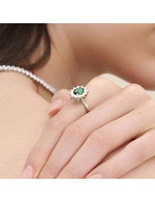 ANELLO ROYAL LADY ZIRCONE VERDE REGOLABILE DONNA AMEN 