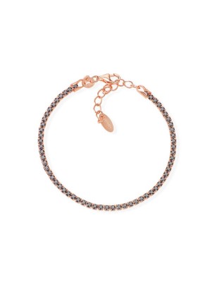 BRACCIALE TENNIS ARGENTO ROSÈ CON ZIRCONI NERI AMEN