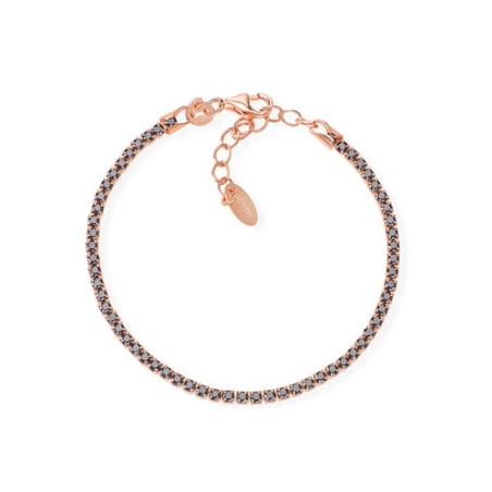 BRACCIALE TENNIS ARGENTO ROSÈ CON ZIRCONI NERI AMEN BTRN16 AMEN