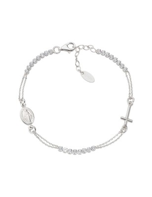 BRACCIALE ROSARIO TENNIS BIANCO AMEN CROCE