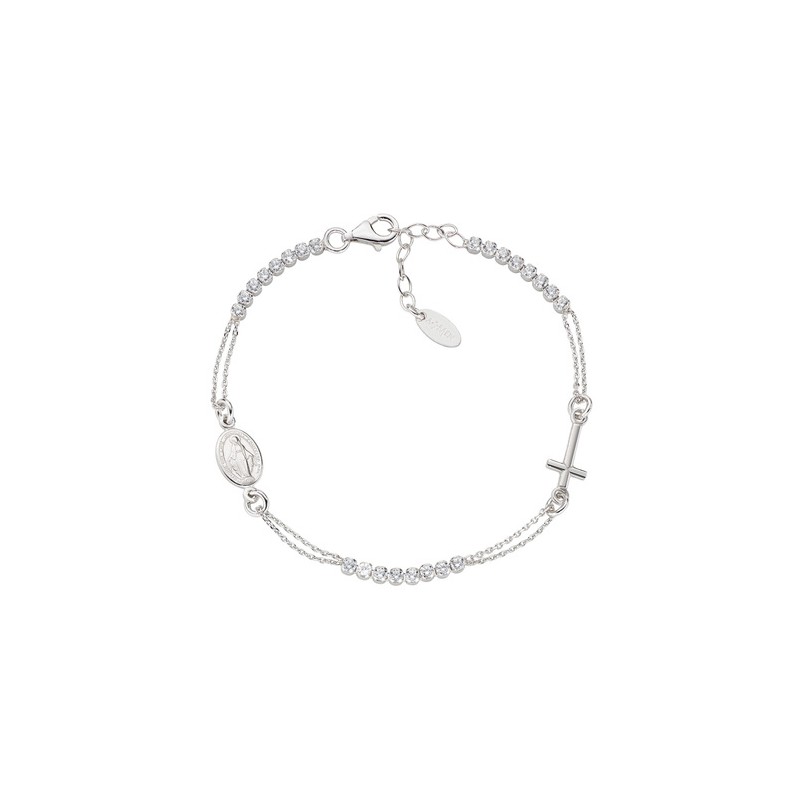 BRACCIALE ROSARIO TENNIS BIANCO AMEN CROCE