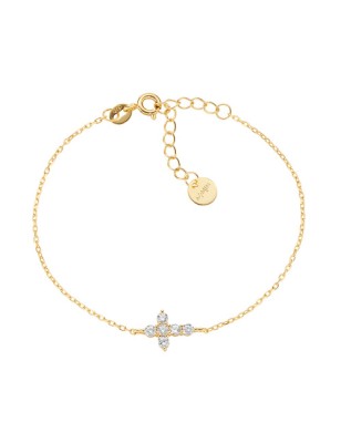 BRACCIALE DORATO CROCE E ZIRCONI BIANCHI DONNA AMEN BRCRPAGBZ AMEN