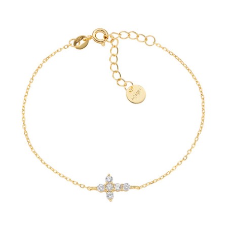 BRACCIALE DORATO CROCE E ZIRCONI BIANCHI DONNA AMEN BRCRPAGBZ AMEN