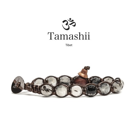 BRACCIALE TORMALINA NERA UOMO-DONNA TAMASHII 1 GIRO BHS900-185 TAMASHII