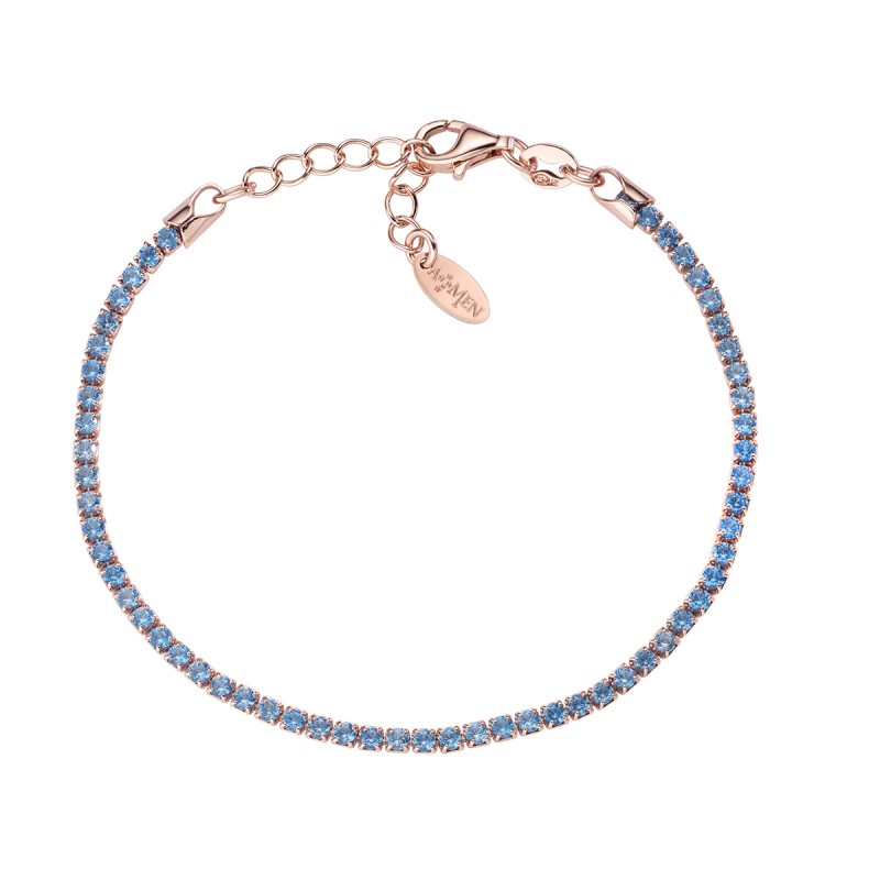 BRACCIALE TENNIS ROSE ZIRCONI AZZURRI DONNA AMEN 