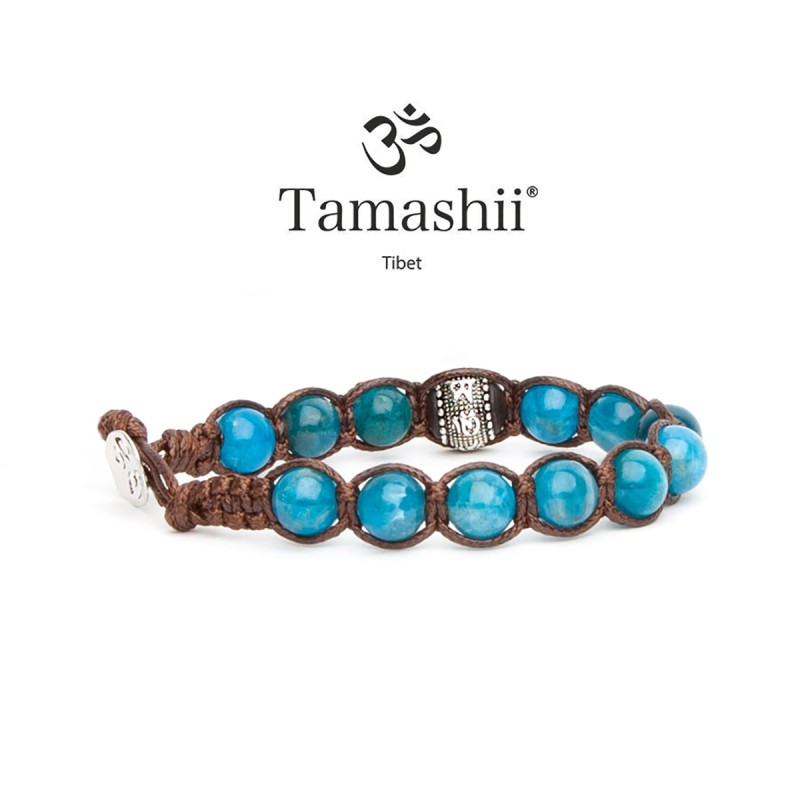 BRACCIALE STONE COLLAR BLU TAMASHII RUOTA DELLA PREGHIERA