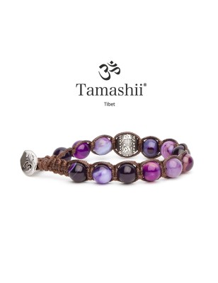 BRACCIALE AGATA VIOLA STRIATA TAMASHII RUOTA DELLA PREGHIERA BHS1100-85 TAMASHII