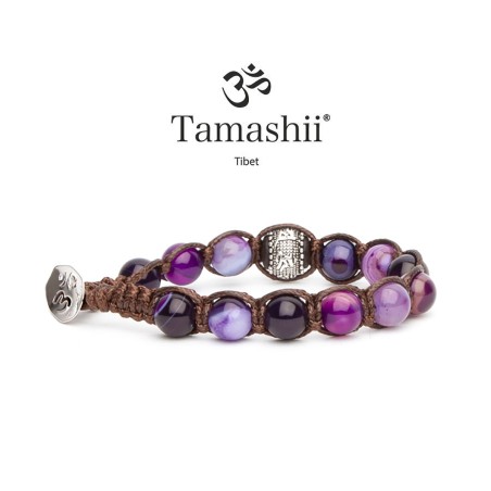 BRACCIALE AGATA VIOLA STRIATA TAMASHII RUOTA DELLA PREGHIERA BHS1100-85 TAMASHII