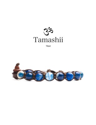 BRACCIALE AGATA BLU STRIATA TAMASHII 1 GIRO BHS900-141 TAMASHII