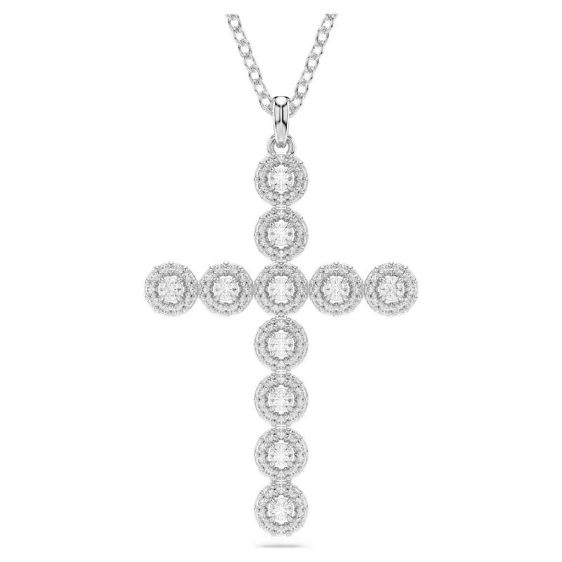 COLLANA INSIGNE PENDENTE CROCE BIANCA DONNA SWAROVSKI 