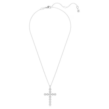 COLLANA INSIGNE PENDENTE CROCE BIANCA DONNA SWAROVSKI 