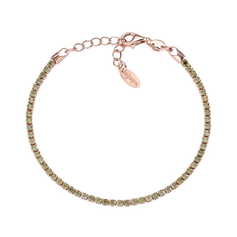 BRACCIALE TENNIS ROSE ZIRCONI VERDI DONNA AMEN 