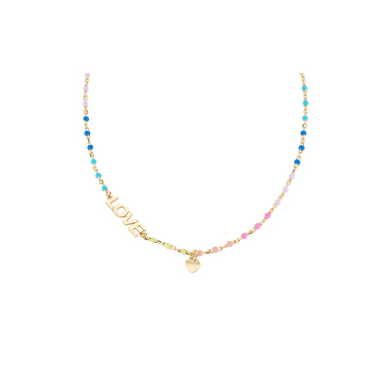 COLLANA LOVE ARGENTO DORATO E SMALTO MULTICOLOR AMEN