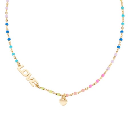 COLLANA LOVE ARGENTO DORATO E SMALTO MULTICOLOR AMEN CLSMLOGM1 AMEN