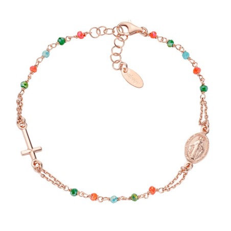 BRACCIALE ROSARIO CRISTALLI MULTICOLOR DONNA AMEN  BRO10RCVT3 AMEN