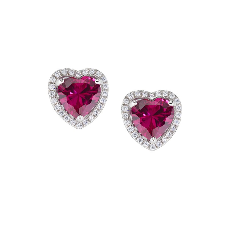 ORECCHINI BIG DIAMONDS CUORE RUBINO DONNA AMEN 