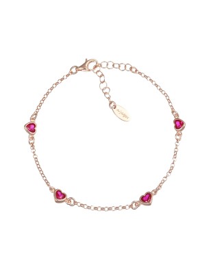 BRACCIALE CINQUE CUORI RUBINO DONNA AMEN 