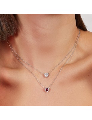 COLLANA CON CUORE DI ZIRCONE BIANCO DONNA AMEN  CLPHHBBBZ AMEN