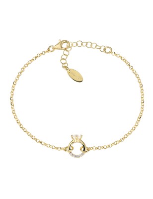 BRACCIALE DORATO CON ANELLO SOLITARIO DONNA AMEN 