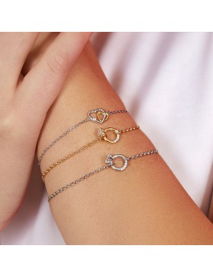 BRACCIALE DORATO CON ANELLO SOLITARIO DONNA AMEN 