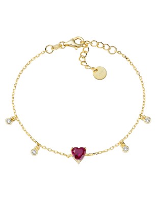 BRACCIALE DORATO CHANDELIER CON CUORE RUBINO AMEN