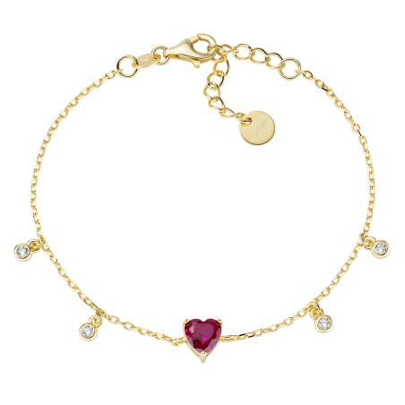 BRACCIALE DORATO CHANDELIER CON CUORE RUBINO AMEN BRHTGRBZ AMEN