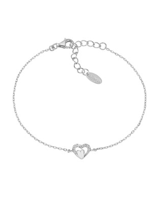 BRACCIALE CUORI E ZIRCONI BIANCHI DONNA AMEN  BRHPBBZ AMEN