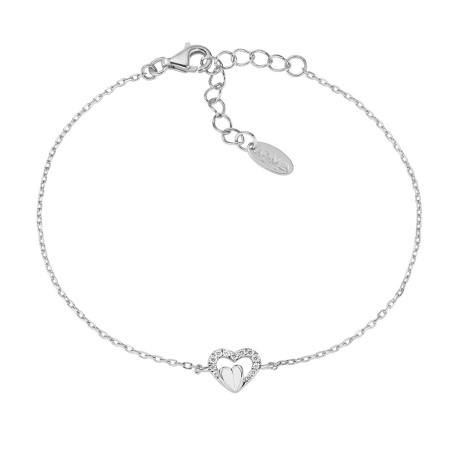 BRACCIALE CUORI E ZIRCONI BIANCHI DONNA AMEN  BRHPBBZ AMEN