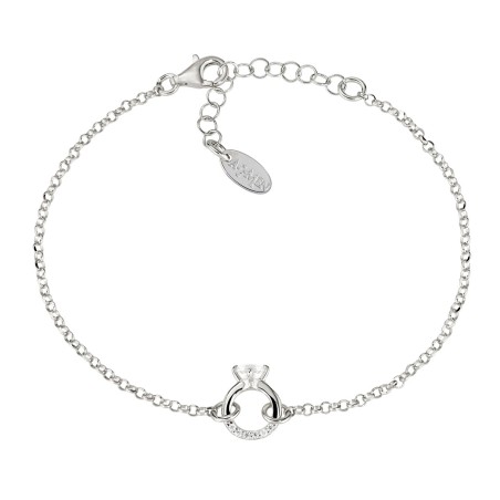 BRACCIALE CON ANELLO SOLITARIO BIANCO DONNA AMEN  BRSOBBBZ AMEN