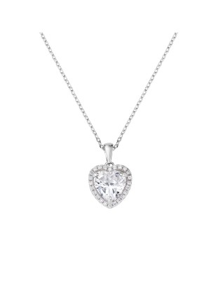 COLLANA BIG DIAMONDS CUORE BIANCO DONNA AMEN 