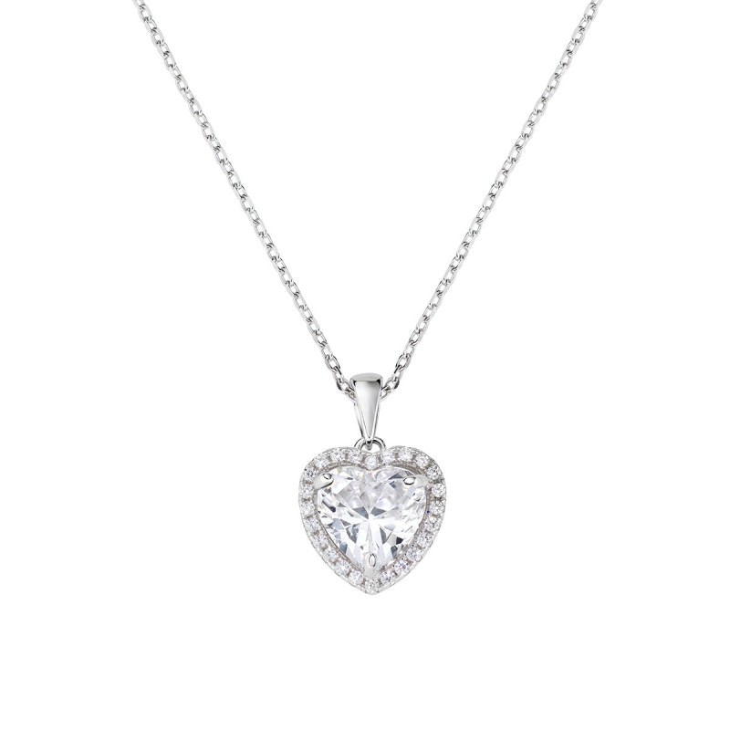 COLLANA BIG DIAMONDS CUORE BIANCO DONNA AMEN 