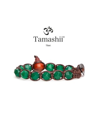 BRACCIALE DIAMOND CUT AGATA VERDE UOMO-DONNA TAMASHII 