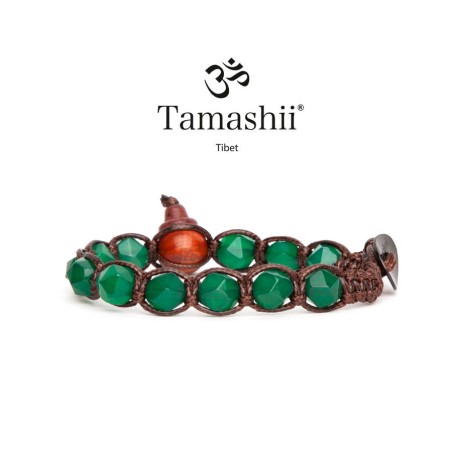 BRACCIALE DIAMOND CUT AGATA VERDE UOMO-DONNA TAMASHII  BHS911-12 TAMASHII