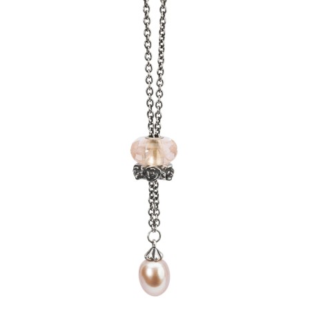 COLLANA D'ARGENTO CON PERLA ROSA DONNA TROLLBEADS 