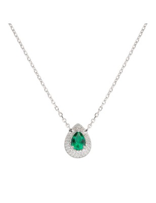 COLLANA GOCCIA D'AMORE ZIRCONE VERDE DONNA AMEN 