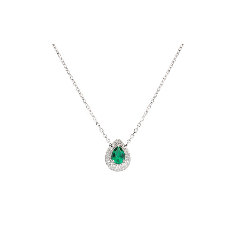 COLLANA GOCCIA D'AMORE ZIRCONE VERDE DONNA AMEN 