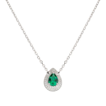 COLLANA GOCCIA D'AMORE ZIRCONE VERDE DONNA AMEN  CLGOBVBZ AMEN