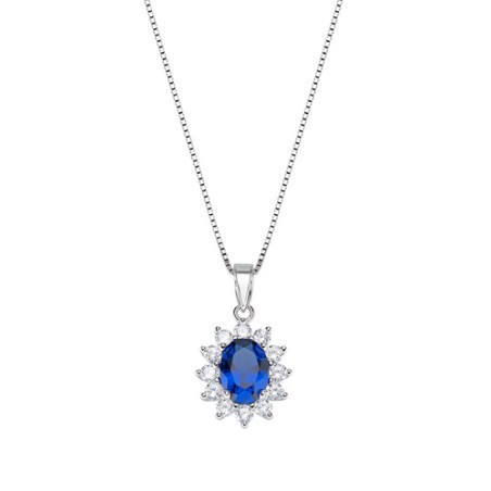 COLLANA ROYAL LADY ZIRCONE BLU DONNA AMEN  CLLDGBBBL AMEN