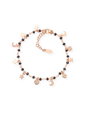 BRACCIALE CHARMS CRISTALLI NERI ROMANCE DONNA AMEN  BRLAMRN AMEN